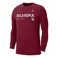 Men's Air Jordan SS22 Solid Color Alphabet Printing Round Neck Long Sleeves Wine Red T-Shirt DO6799-613