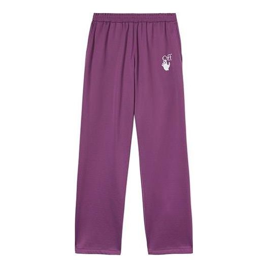 Men's Off-White SS22 Solid Color Logo Printing Straight Sports Pants/Trousers/Joggers Loose Fit Purple OMCJ018S22FAB0013701