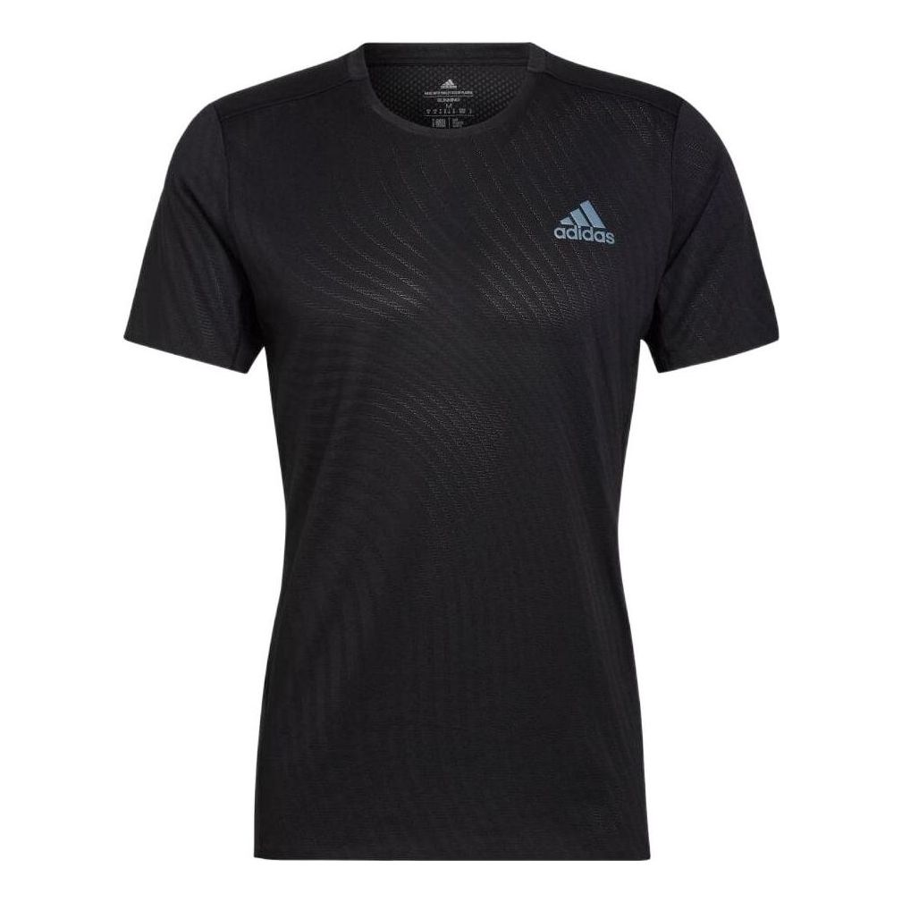 Men's adidas Logo Printing Round Neck Solid Color Pullover Short Sleeve Black T-Shirt HE9770
