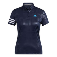 (WMNS) adidas AEROREADY Debossed Polo Shirt Asia Sizing 'Blue' HA0219