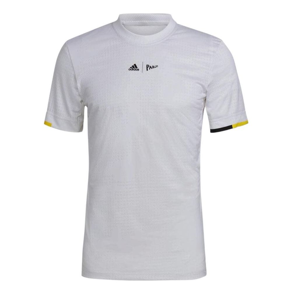 Men's adidas Solid Color Alphabet Logo Printing Round Neck Short Sleeve Japanese Version White T-Shirt HC8540