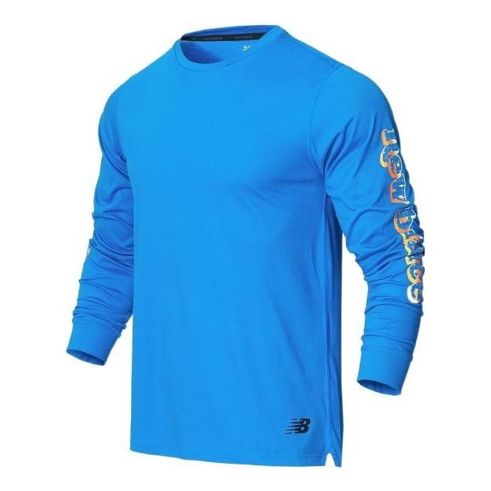 New Balance Athletic Fit Printed Long Sleeve Top Asia Sizing 'Blue' MT21065-SBU