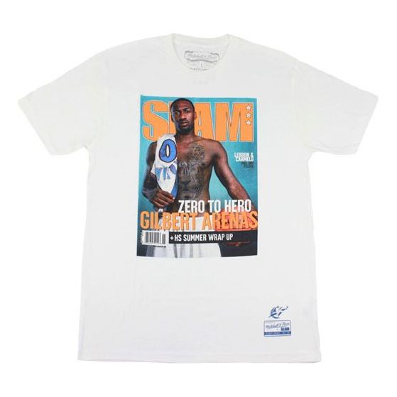 Mitchell & Ness x SLAM Cover Tee 'White Blue Brown' BMTRBA18455-CLBWHITGAR