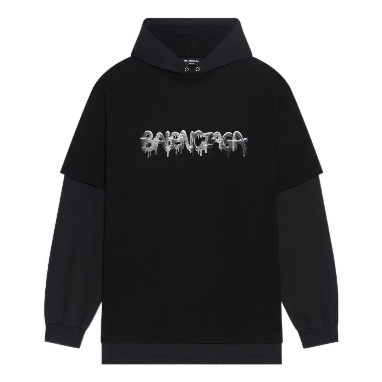 Balenciaga Slime Double Long Sleeve Hooded T-Shirt 'Black' 681029TLVF11069