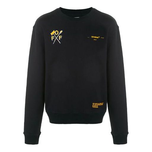 Off-White SS21 Alphabet Printing Casual Round Neck Pullover Black OMBA025T19D250621088