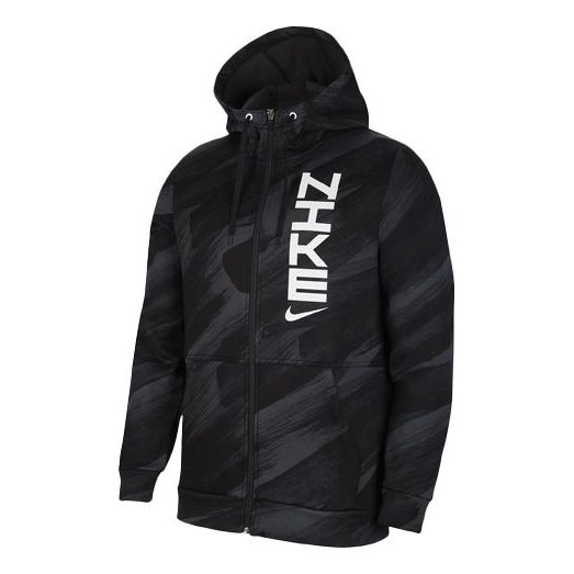 Men's Nike Therma-FIT Sport Clash Full-Length Zipper Cardigan Training Hooded Track Jacket Black DD1891-010