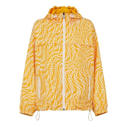 FENDI FW21 Reversible Drawstring Hood Jacket Yellow FAN039AESSF11A9