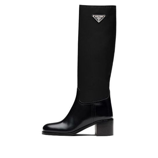 (WMNS) PRADA Black Brushed Leather And Re-nylon Knee Boots 'Black' 1W411M_3LFU_F0002_F_055