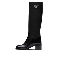 (WMNS) PRADA Black Brushed Leather And Re-nylon Knee Boots 'Black' 1W411M_3LFU_F0002_F_055