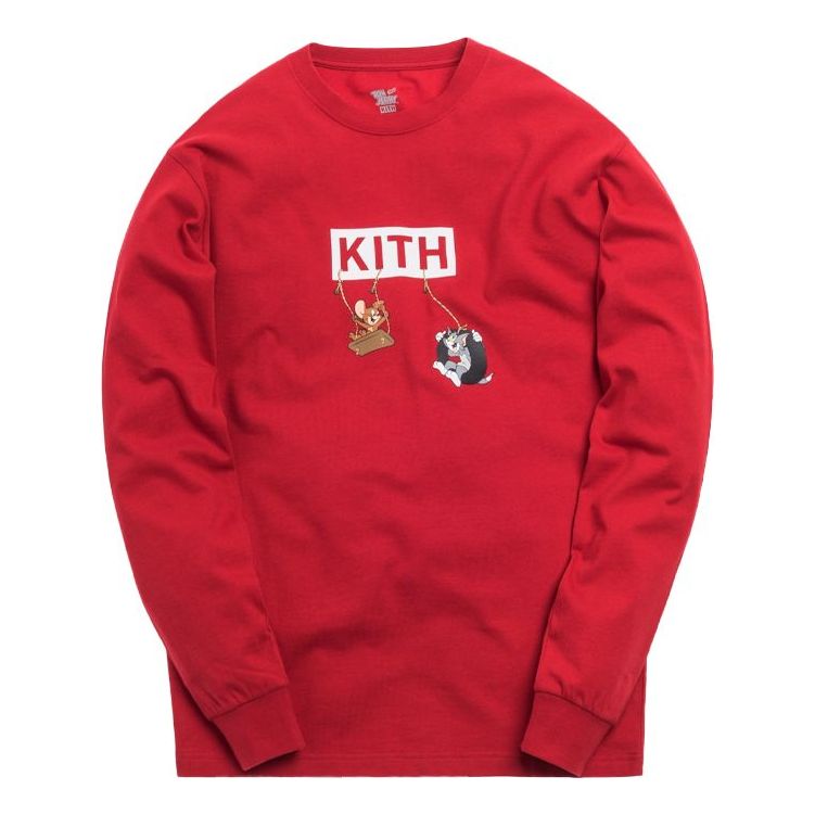 Men's KITH x TOM & JERRY Crossover L/S Friends Tee Printing Long Sleeves Red KH3522-106