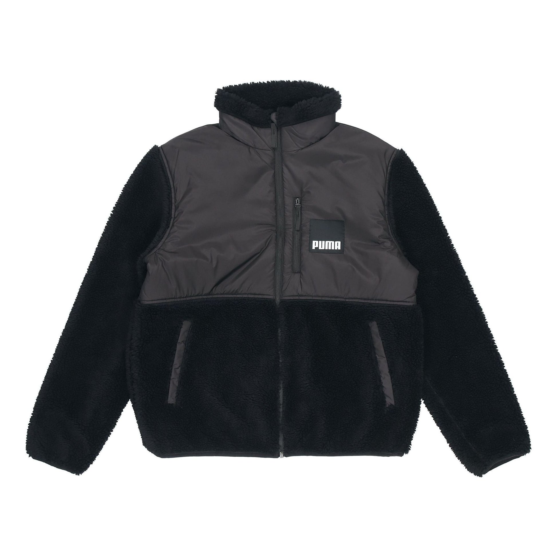 PUMA Sherpa Contrasting Colors Sports lamb's wool Stand Collar Logo Jacket Black 846325-01