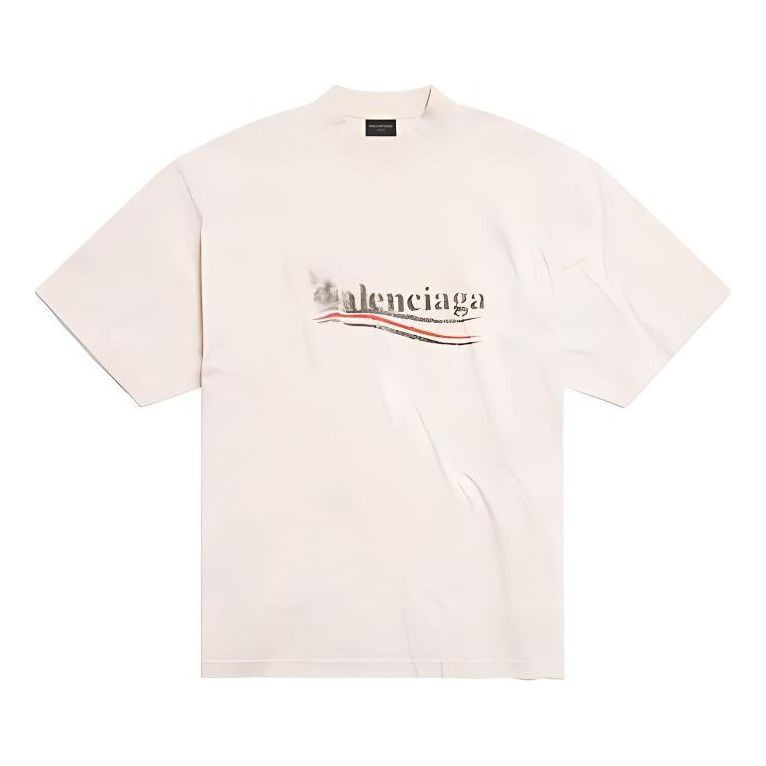 Balenciaga Political Stencil T-shirt 'White Black' 764235TQVI59784
