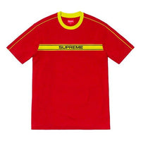 Supreme SS19 Chest Stripe Logo SS Top Red Logo Tee SUP-SS19-424