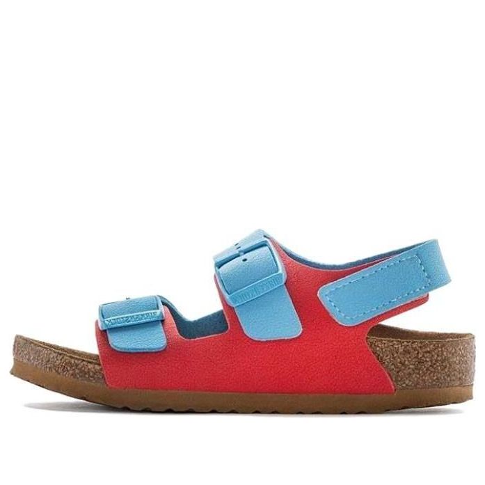 (PS) Birkenstock Milano HL Kids Birko-Flor Birkibuc Narrow Fit 'Sky Blue/Active Red' 1024373