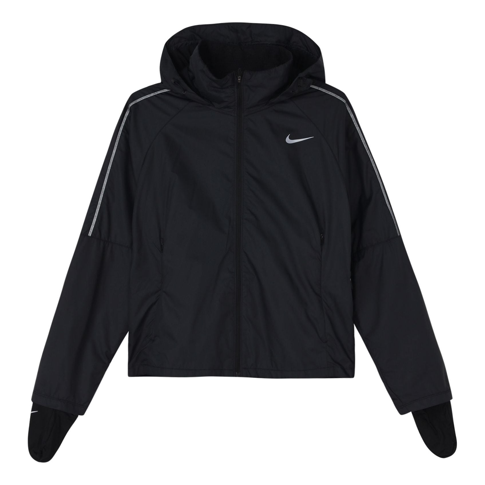 (WMNS) Nike Shield Running Breathable Windproof Sports Black Jacket CU3386-010