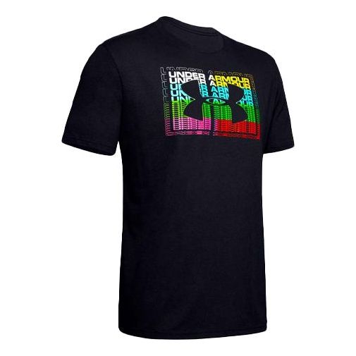 Men's Under Armour Multi Logo Training Sports Short Sleeve Black 1348433-001