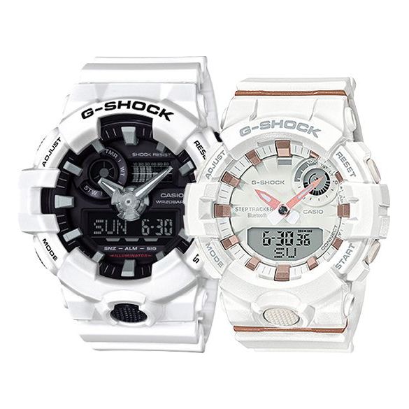 CASIO G-Shock Analog-Digital 'White' GA-700-7APR&GMA-B800-7APR