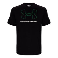 Men's Under Armour Back Large Logo Pattern Loose Short Sleeve Black 1371040-001