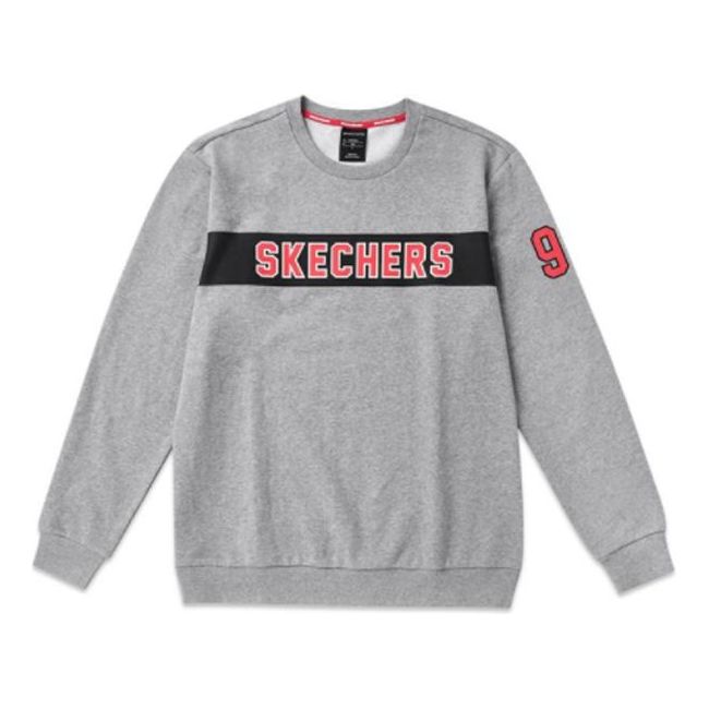 Men's Skechers Alphabet Printing Knit Pullover Gray L319M036-004FS