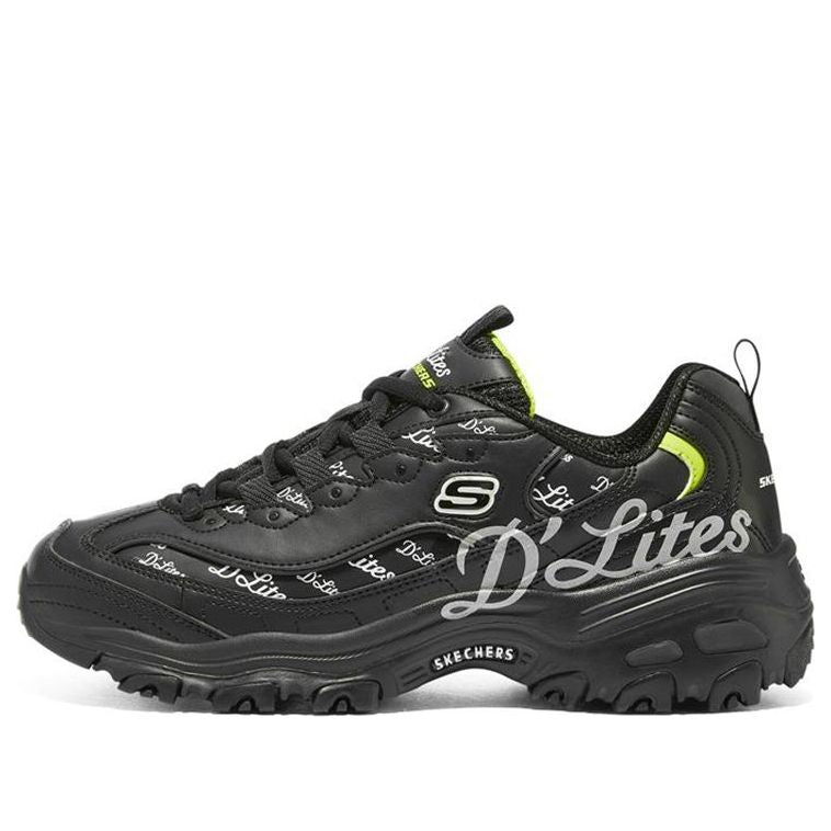 (WMNS) Skechers D'Lites 1.0 'White Black Green' 149627-BKWL