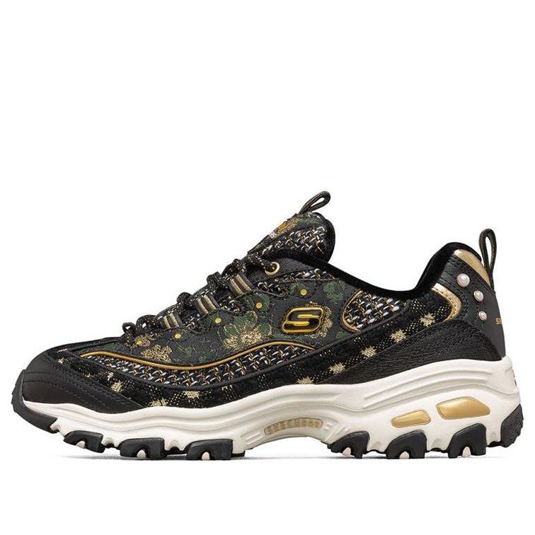 (WMNS) Skechers D'Lites 1.0 Low-Top Running Shoes Black/Gold 149481-BKGD