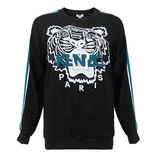 (WMNS) KENZO Embroidered Logo Long Sleeves Hoodie Black F752TO0105AC-99
