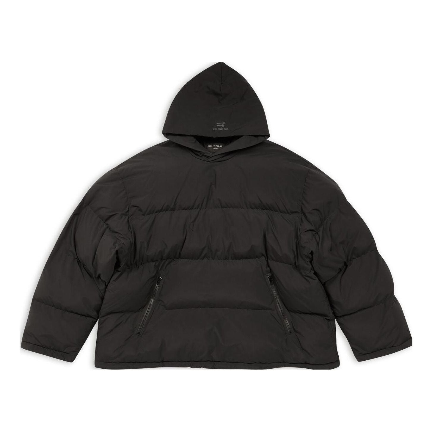 Balenciaga Sporty B Pull-Over Hooded Puffer Jacket 'Black' 720156-TNO45-1000