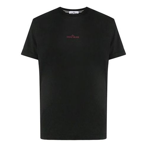 Men's STONE ISLAND Back Printing Logo Short Sleeve Black 73152NS81-V0029