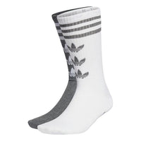 adidas Trefoil Crew Socks 2 Pairs 'White Grey' HC9526