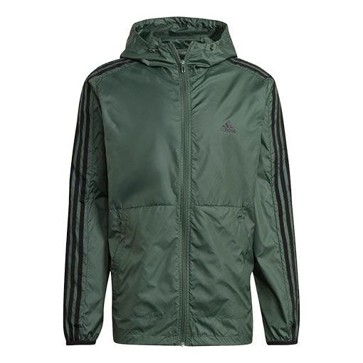adidas 3s Wb Woven Windproof Hooded Jacket For Men Green GQ0601