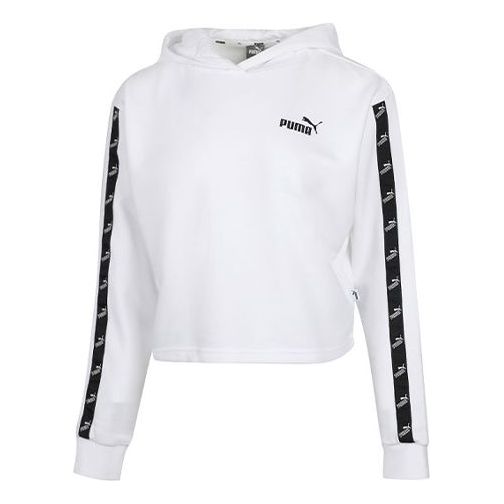 (WMNS) PUMA Amplified Cropped Tr Hoodie 'White Black' 586592-02