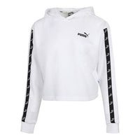(WMNS) PUMA Amplified Cropped Tr Hoodie 'White Black' 586592-02
