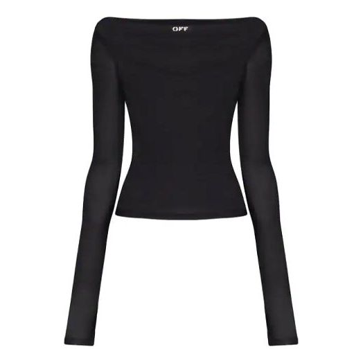 (WMNS) Off-White SS20 Slogan Applique Long-sleeve Shirt Black OWAD105S20FAB0011001