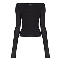 (WMNS) Off-White SS20 Slogan Applique Long-sleeve Shirt Black OWAD105S20FAB0011001