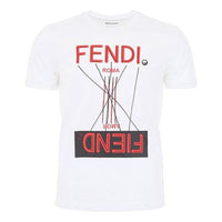 Men's FENDI Logo Printing Short Sleeve Creamy White FY0894A6ZLF068N