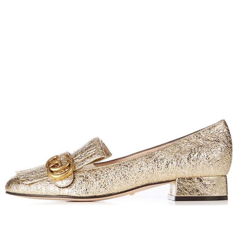 (WMNS) Gucci Marmont Metallic Mid-Heel Pumps 'Platinum' 453480-DKT00-7100