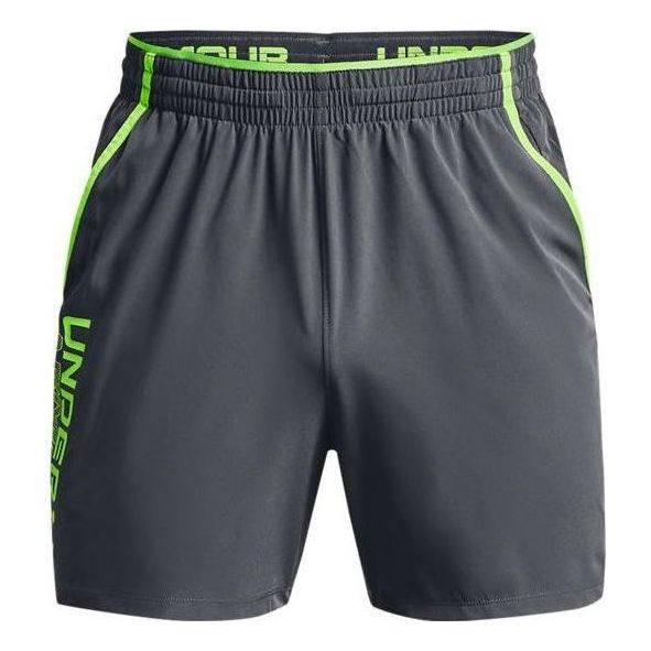 Under Armour Qualifier Wordmark Shorts 'Pitch Grey Lime' 1365210-012