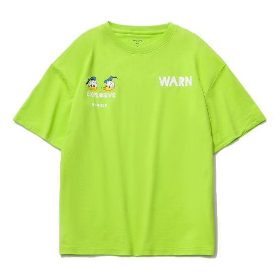 Li-Ning x Disney Crossover Sports Fashion Series Subject Printing Loose Sports Round Neck Short Sleeve Green AHSR342-5