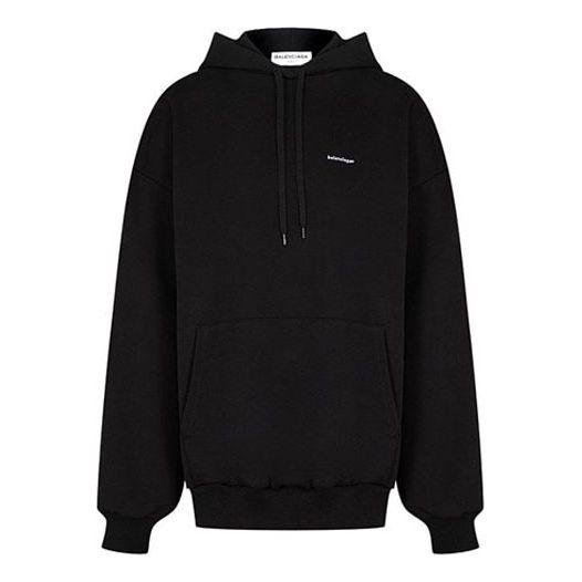 (WMNS) Balenciaga Small Label Hoodie Black 492249TYK271000