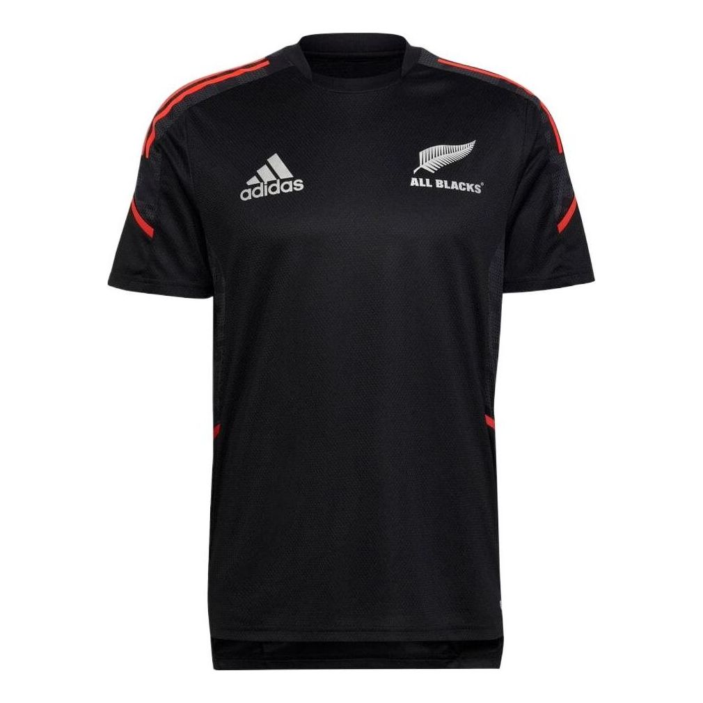 Men's adidas Logo Stripe Printing Pullover Round Neck Short Sleeve Japanese Version Black T-Shirt HA2485