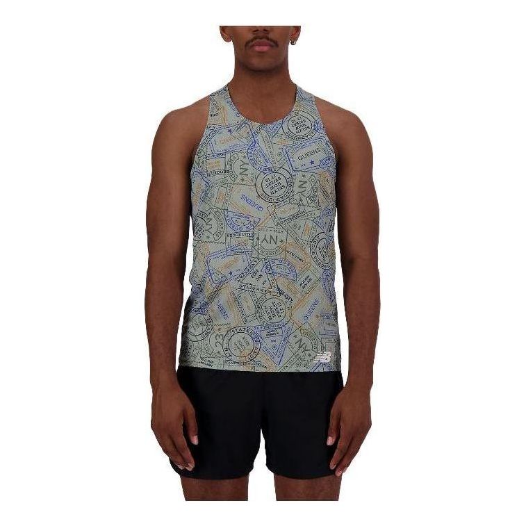 New Balance Run For Life Printed Singlet Asia Sizing 'Grey Multi' MT33303Q-MLT