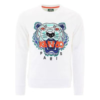 KENZO Tiger Head Logo Round Collar Long Sleeve Male White F555SW0014XW-01