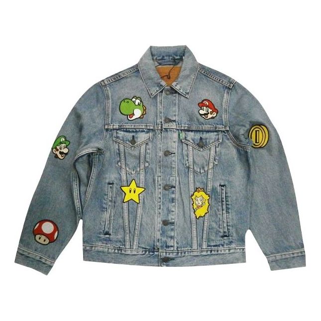 Levis x Super Mario Cartoon Denim Jacket For Men Blue 77380-0016