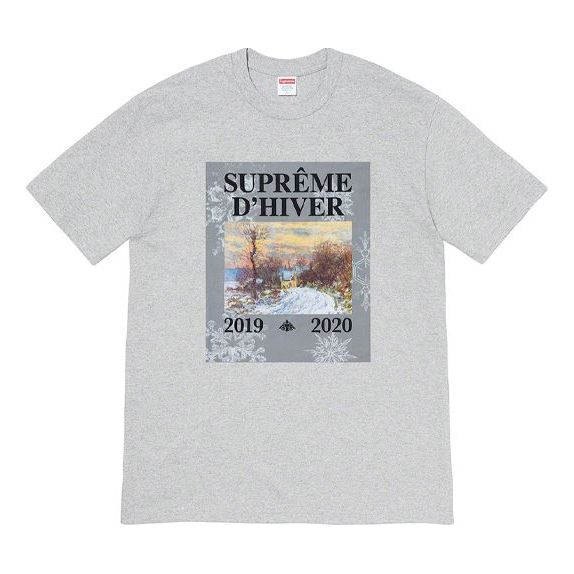 Supreme FW19 Week 17 DHiver Tee Winter Scene Printing Short Sleeve Unisex Gray SUP-FW19-10934