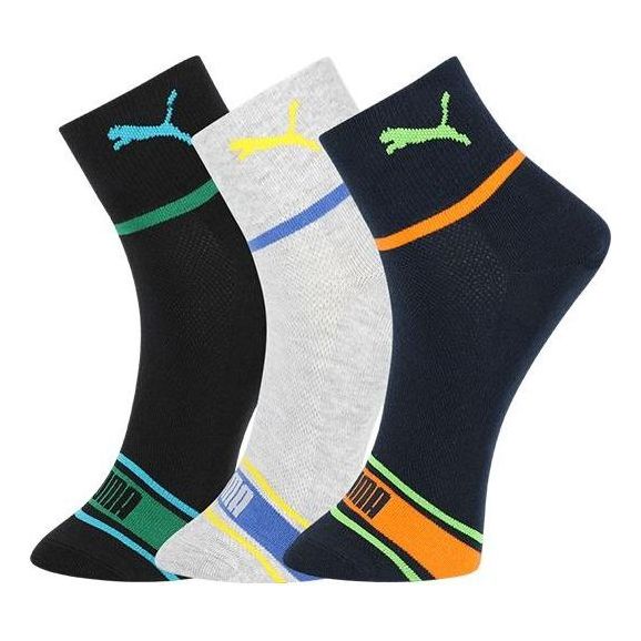 PUMA Sport Socks 3 Pack 'Black Blue Grey Green Orange' 701223917-002