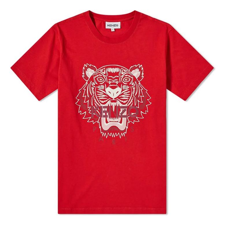 Men's KENZO Tiger Printing Short Sleeve Red FA6-5TS020-4YA-22