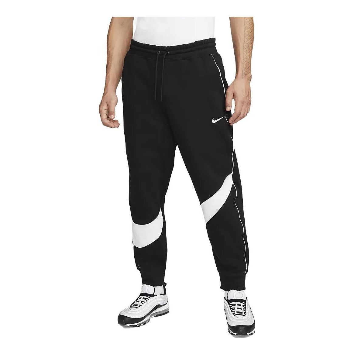 Nike Sportswear Big Swoosh Sweatpants Asia Sizing 'Black White' DX0565-010