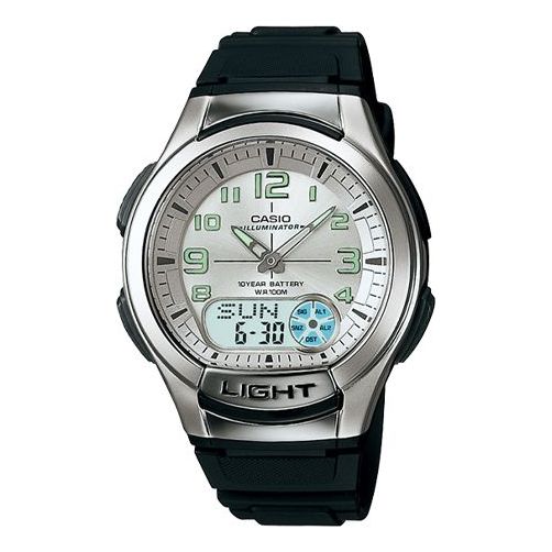 CASIO Mens SilverBlack Analog/Digital Combo AQ-180W-7BQ