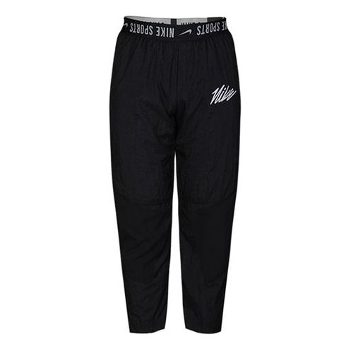 Nike Alphabet Logo Waist Printing Woven Training Cropped Pants Black CJ4630-010