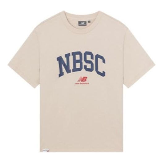 New Balance Logo Print Tee Asia Sizing 'Beige Blue' 5ED25373-CRE